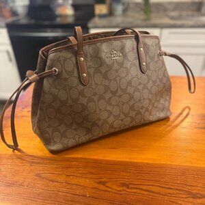 Coach Signature Drawstring Carryall Tote – F57842 – Khaki/Gold – Excellent Condi